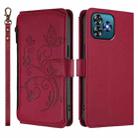 For Oukitel C53 Butterfly Love Flower Multi-card Zipper Wallet Leather Phone Case(Wine Red) - 2