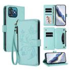 For Oukitel C53 Butterfly Love Flower Multi-card Zipper Wallet Leather Phone Case(Mint Green) - 1