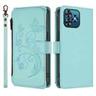For Oukitel C53 Butterfly Love Flower Multi-card Zipper Wallet Leather Phone Case(Mint Green) - 2