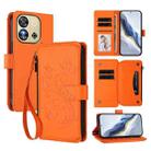 For Oukitel C57S / C57 / C57 Pro Butterfly Love Flower Multi-card Zipper Wallet Leather Phone Case(Orange) - 1