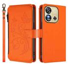 For Oukitel C57S / C57 / C57 Pro Butterfly Love Flower Multi-card Zipper Wallet Leather Phone Case(Orange) - 2