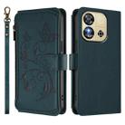 For Oukitel C57S / C57 / C57 Pro Butterfly Love Flower Multi-card Zipper Wallet Leather Phone Case(Dark Green) - 2