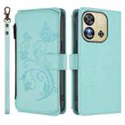 For Oukitel C57S / C57 / C57 Pro Butterfly Love Flower Multi-card Zipper Wallet Leather Phone Case(Mint Green) - 2