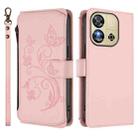 For Oukitel C57S / C57 / C57 Pro Butterfly Love Flower Multi-card Zipper Wallet Leather Phone Case(Pink) - 2