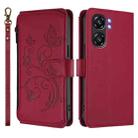 For Oukitel C58 / C58 Pro Butterfly Love Flower Multi-card Zipper Wallet Leather Phone Case(Wine Red) - 2