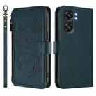 For Oukitel C58 / C58 Pro Butterfly Love Flower Multi-card Zipper Wallet Leather Phone Case(Dark Green) - 2