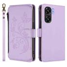 For Oukitel C58 / C58 Pro Butterfly Love Flower Multi-card Zipper Wallet Leather Phone Case(Light Purple) - 2