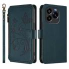 For Oukitel C65 Pro / C65 Butterfly Love Flower Multi-card Zipper Wallet Leather Phone Case(Dark Green) - 2
