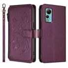 For Ulefone Note 14 Butterfly Love Flower Multi-card Zipper Wallet Leather Phone Case(Dark Purple) - 2
