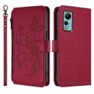 For Ulefone Note 14 Butterfly Love Flower Multi-card Zipper Wallet Leather Phone Case(Wine Red) - 2