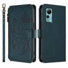 For Ulefone Note 14 Butterfly Love Flower Multi-card Zipper Wallet Leather Phone Case(Dark Green) - 2