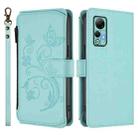 For Ulefone Note 14 Butterfly Love Flower Multi-card Zipper Wallet Leather Phone Case(Mint Green) - 2