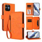 For Ulefone Note 16 Pro Butterfly Love Flower Multi-card Zipper Wallet Leather Phone Case(Orange) - 1