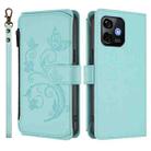 For Ulefone Note 16 Pro Butterfly Love Flower Multi-card Zipper Wallet Leather Phone Case(Mint Green) - 2