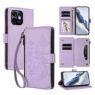 For Ulefone Note 16 Pro Butterfly Love Flower Multi-card Zipper Wallet Leather Phone Case(Light Purple) - 1
