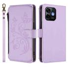 For Ulefone Note 16 Pro Butterfly Love Flower Multi-card Zipper Wallet Leather Phone Case(Light Purple) - 2