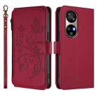 For Ulefone Note 17 Pro Butterfly Love Flower Multi-card Zipper Wallet Leather Phone Case(Wine Red) - 2