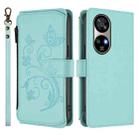 For Ulefone Note 17 Pro Butterfly Love Flower Multi-card Zipper Wallet Leather Phone Case(Mint Green) - 2
