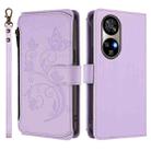 For Ulefone Note 17 Pro Butterfly Love Flower Multi-card Zipper Wallet Leather Phone Case(Light Purple) - 2