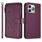 For Ulefone Note 18 Ultra / Note 18 Pro Butterfly Love Flower Multi-card Zipper Wallet Leather Phone Case(Dark Purple) - 2