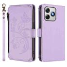 For Ulefone Note 18 Ultra / Note 18 Pro Butterfly Love Flower Multi-card Zipper Wallet Leather Phone Case(Light Purple) - 2
