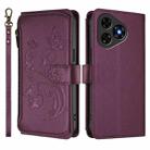 For Ulefone Note 19 Butterfly Love Flower Multi-card Zipper Wallet Leather Phone Case(Dark Purple) - 2