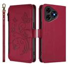 For Ulefone Note 19 Butterfly Love Flower Multi-card Zipper Wallet Leather Phone Case(Wine Red) - 2