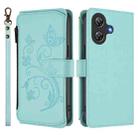 For Ulefone Note 21 Butterfly Love Flower Multi-card Zipper Wallet Leather Phone Case(Mint Green) - 2
