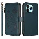 For Umidigi A15 / A15C / A15T Butterfly Love Flower Multi-card Zipper Wallet Leather Phone Case(Dark Green) - 2