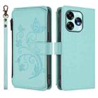 For Umidigi A15 / A15C / A15T Butterfly Love Flower Multi-card Zipper Wallet Leather Phone Case(Mint Green) - 2