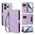 For Umidigi A15 / A15C / A15T Butterfly Love Flower Multi-card Zipper Wallet Leather Phone Case(Light Purple) - 1