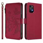 For Umidigi Bison X20 Butterfly Love Flower Multi-card Zipper Wallet Leather Phone Case(Wine Red) - 2