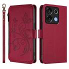 For Umidigi G9 5G Butterfly Love Flower Multi-card Zipper Wallet Leather Phone Case(Wine Red) - 2