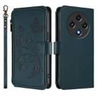 For Umidigi G100 Butterfly Love Flower Multi-card Zipper Wallet Leather Phone Case(Dark Green) - 2