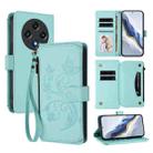 For Umidigi G100 Butterfly Love Flower Multi-card Zipper Wallet Leather Phone Case(Mint Green) - 1