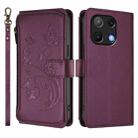 For Umidigi Note 90 Butterfly Love Flower Multi-card Zipper Wallet Leather Phone Case(Dark Purple) - 2
