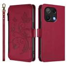 For Umidigi Note 90 Butterfly Love Flower Multi-card Zipper Wallet Leather Phone Case(Wine Red) - 2