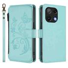For Umidigi Note 90 Butterfly Love Flower Multi-card Zipper Wallet Leather Phone Case(Mint Green) - 2