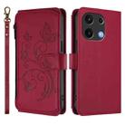 For Umidigi Note 100 Butterfly Love Flower Multi-card Zipper Wallet Leather Phone Case(Wine Red) - 2
