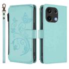For Umidigi Note 100 Butterfly Love Flower Multi-card Zipper Wallet Leather Phone Case(Mint Green) - 2