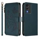For Cubot A10 Butterfly Love Flower Multi-card Zipper Wallet Leather Phone Case(Dark Green) - 2