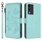 For Cubot A10 Butterfly Love Flower Multi-card Zipper Wallet Leather Phone Case(Mint Green) - 2