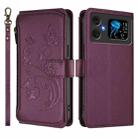 For Cubot A20 Butterfly Love Flower Multi-card Zipper Wallet Leather Phone Case(Dark Purple) - 2
