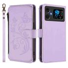 For Cubot A20 Butterfly Love Flower Multi-card Zipper Wallet Leather Phone Case(Light Purple) - 2