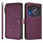 For Cubot A30 Butterfly Love Flower Multi-card Zipper Wallet Leather Phone Case(Dark Purple) - 2