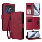 For Cubot A30 Butterfly Love Flower Multi-card Zipper Wallet Leather Phone Case(Wine Red) - 1