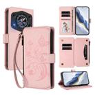 For Cubot A30 Butterfly Love Flower Multi-card Zipper Wallet Leather Phone Case(Pink) - 1