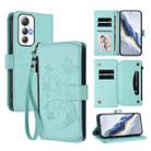 For Cubot Max 5 Butterfly Love Flower Multi-card Zipper Wallet Leather Phone Case(Mint Green) - 1