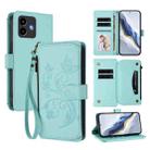 For Cubot Note 40 Butterfly Love Flower Multi-card Zipper Wallet Leather Phone Case(Mint Green) - 1