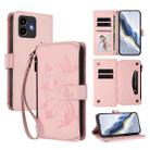 For Cubot Note 40 Butterfly Love Flower Multi-card Zipper Wallet Leather Phone Case(Pink) - 1